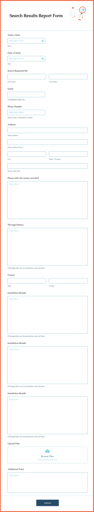 Search Results Report Form Template