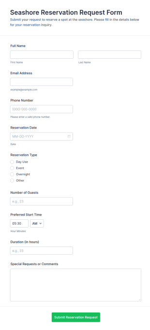 Seashore Reservation Request Form Template