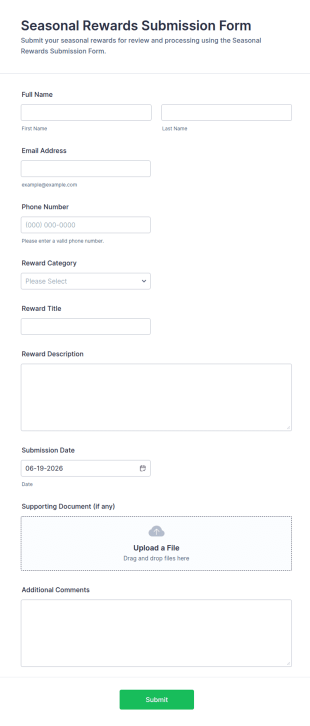 Seasonal Rewards Submission Form Template