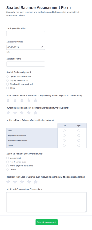 Seated Balance Assessment Form Template