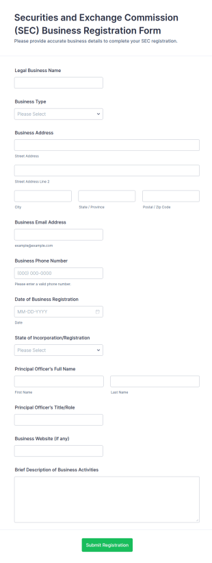 SEC Business Registration Form Template
