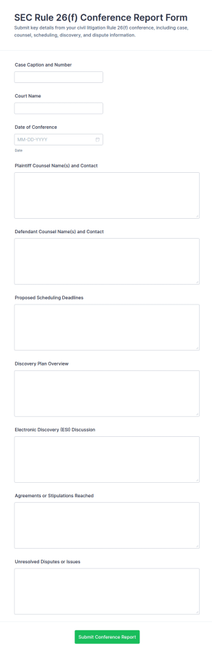 SEC Rule 26(f) Conference Report Form Template