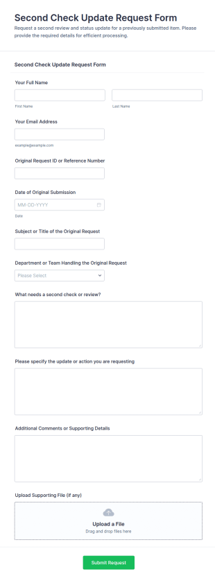 Second Check Update Request Form Template