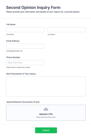 Second Opinion Inquiry Form Template