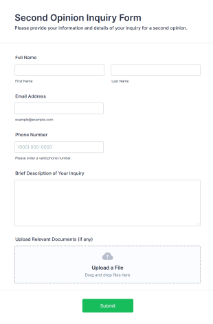 Second Opinion Inquiry Form Template