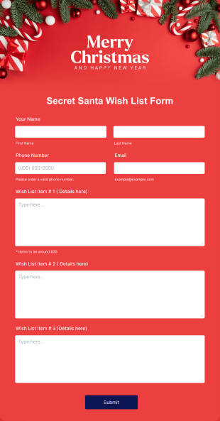Secret Santa Wish List Form Template