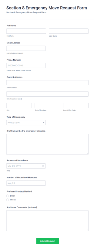 Section 8 Emergency Move Request Form Template