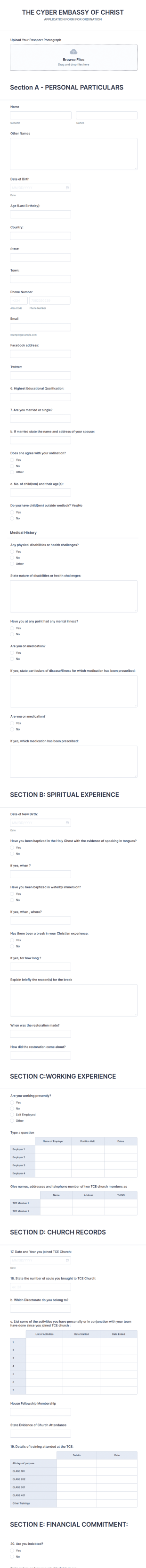 Cyber Embassy Of Christ Form Template