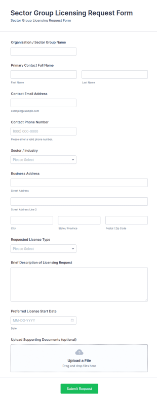 Sector Group Licensing Request Form Template