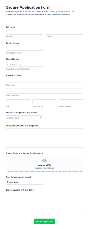 Secure Application Form Template