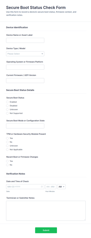 Secure Boot Status Check Form Template