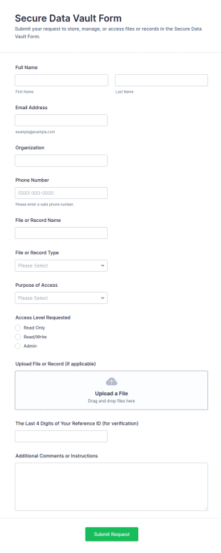 Secure Data Vault Form Template