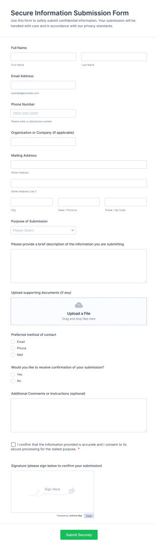 Secure Information Submission Form Template