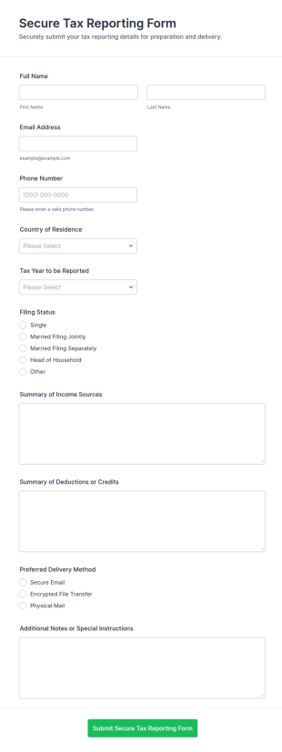 Secure Tax Reporting Form Template