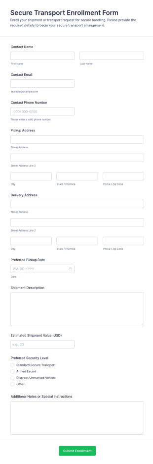 Secure Transport Enrollment Form Template