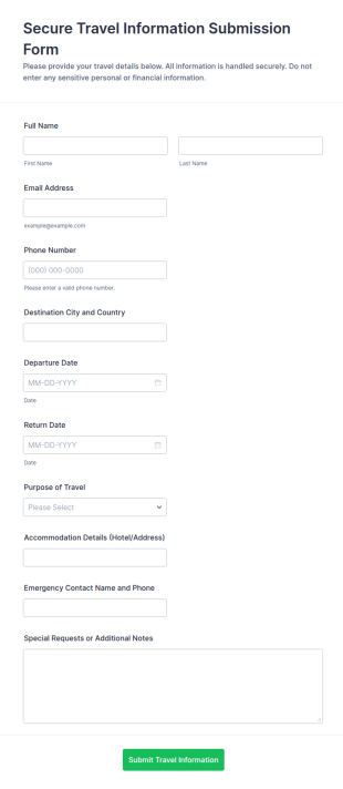 Secure Travel Information Submission Form Template