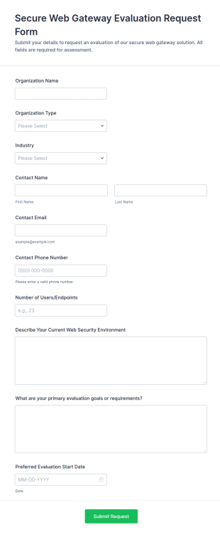 Secure Web Gateway Evaluation Request Form Template