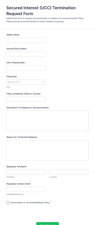 Secured Interest (UCC) Termination Request Form Template