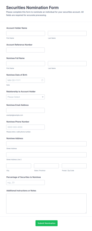 Securities Nomination Form Template