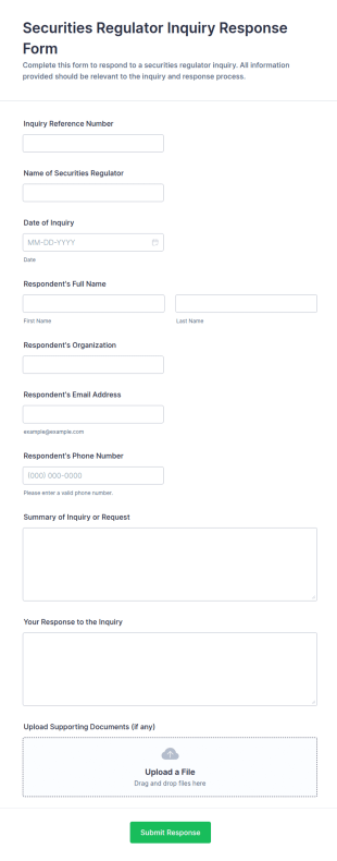 Securities Regulator Inquiry Response Form Template
