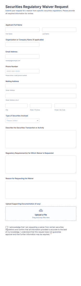 Securities Regulatory Waiver Request Form Template