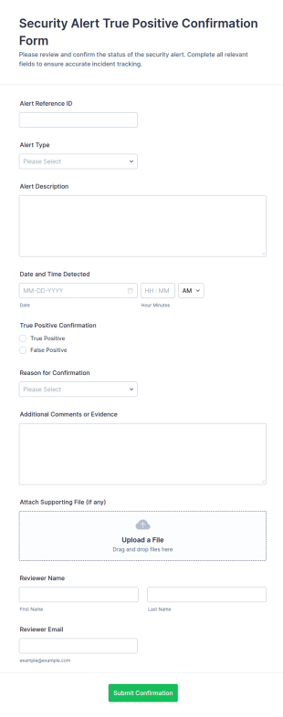 Security Alert True Positive Confirmation Form Template