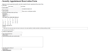 Security Appointment Reservation Form Template