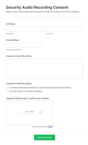 Security Audio Recording Consent Form Template