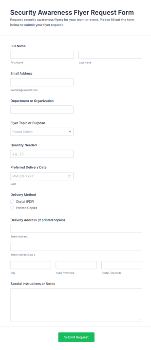 Security Awareness Flyer Request Form Template