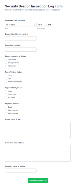 Security Beacon Inspection Log Form Template