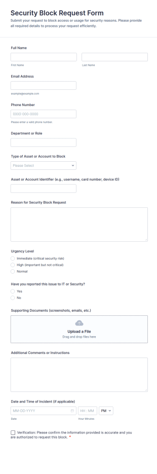 Security Block Request Form Template