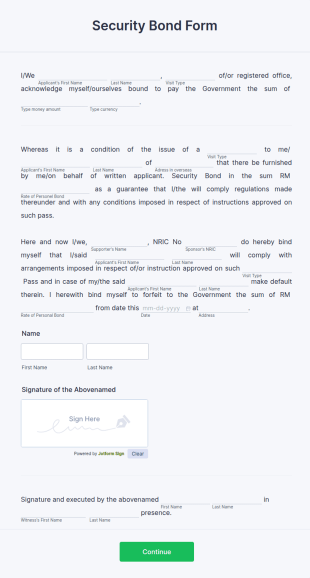 Security Bond Form Template