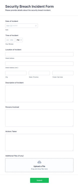 Security Breach Incident Form Template