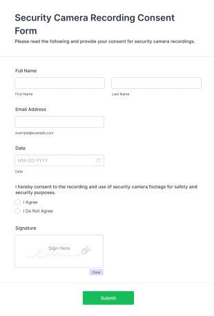 Security Camera Recording Consent Form Template