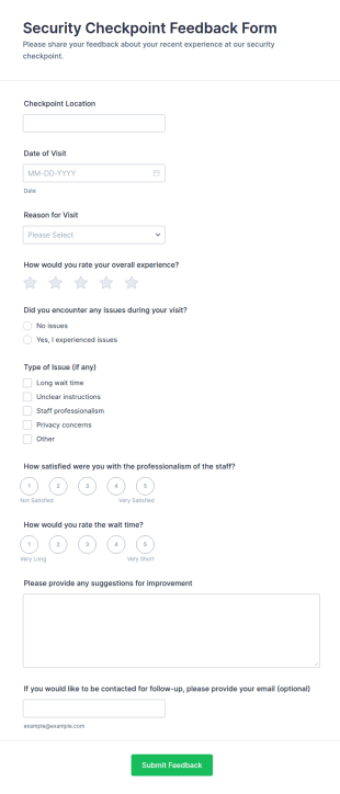 Security Checkpoint Feedback Form Template