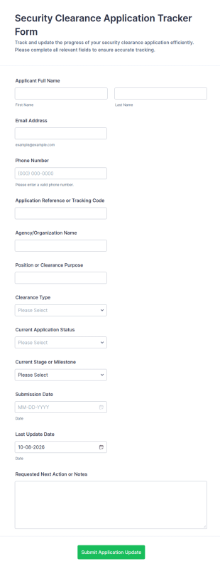Security Clearance Application Tracker Form Template