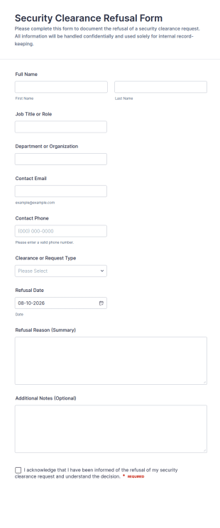 Security Clearance Refusal Form Template