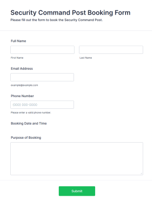 Security Command Post Booking Form Template