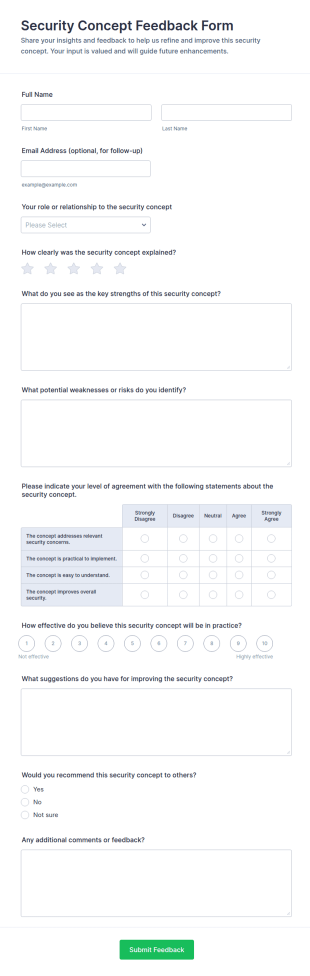 Security Concept Feedback Form Template