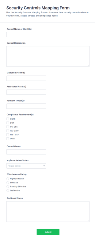 Security Controls Mapping Form Template