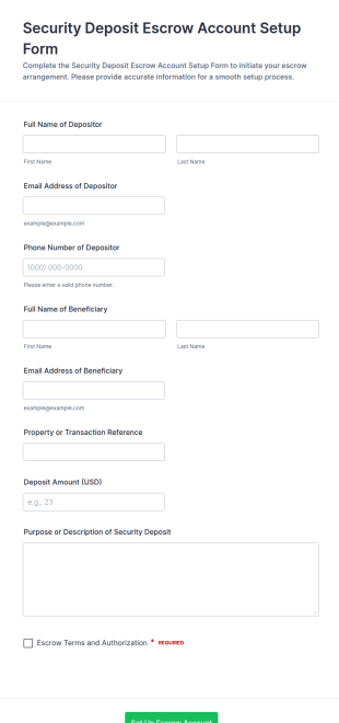 Security Deposit Escrow Account Setup Form Template
