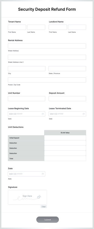 Security Deposit Refund Form Template