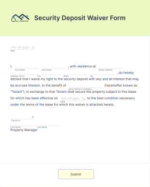 Security Deposit Waiver Form Template