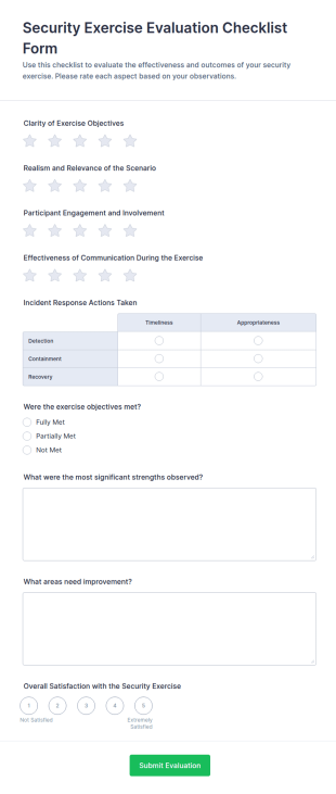 Security Exercise Evaluation Form Template