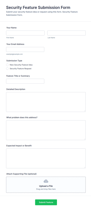 Security Feature Submission Form Template