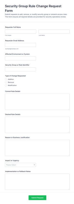 Security Group Rule Change Request Form Template