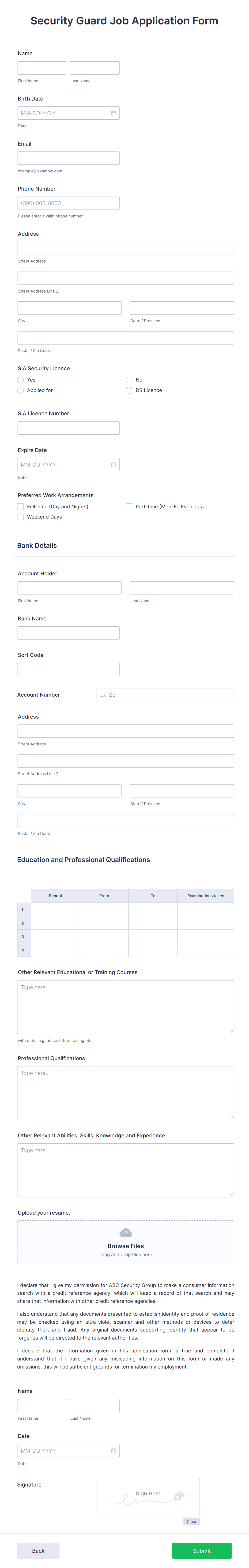 Security Guard Job Application Form Template | Jotform