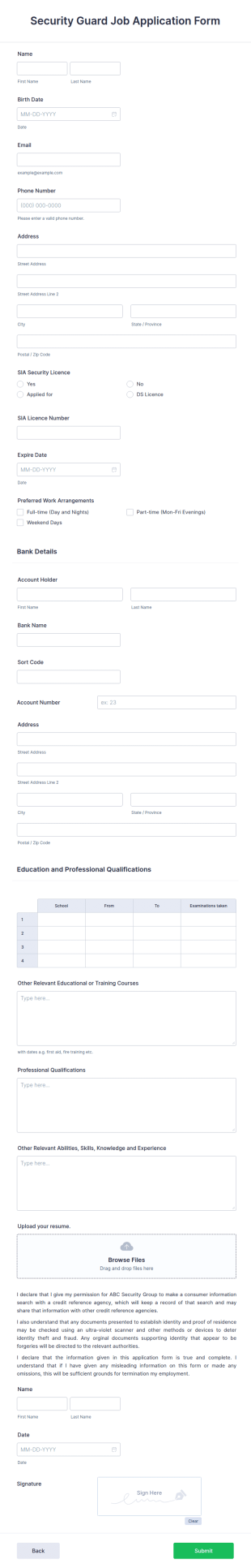 Security Guard Job Application AI Agent Template | Jotform