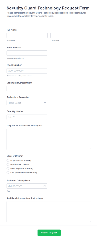 Security Guard Technology Request Form Template