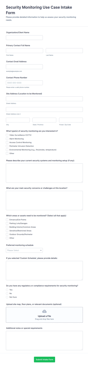 Security Monitoring Use Case Intake Form Template